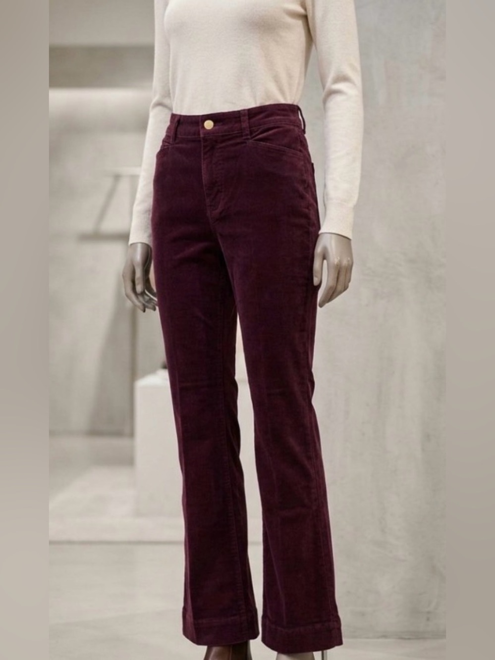 Talbots Petite Size 4P Deep Plum Purple Corduroy Pants Straight Leg